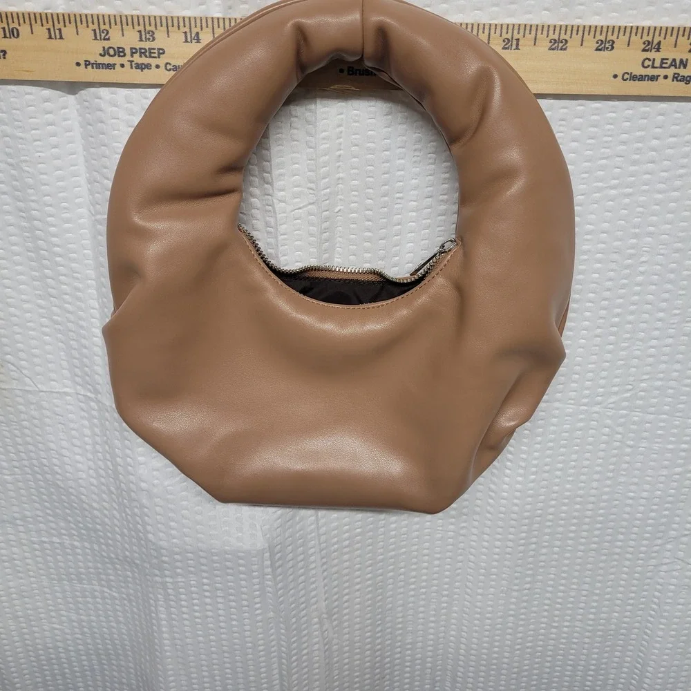 Future Collective Reese Blutstein Padded Round Hobo Bag Tan Brown Circle Handle